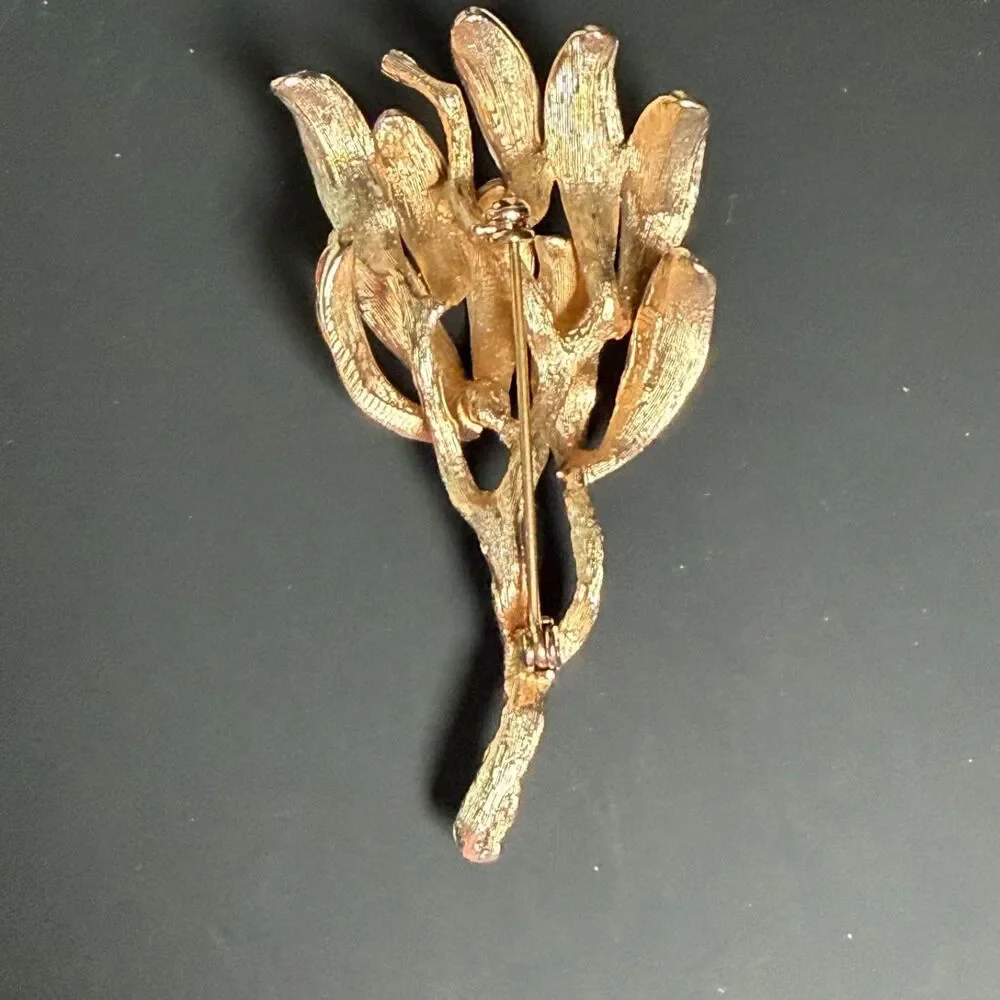 Vintage Pastelli Two Tone Floral Branch Brooch Gold Silver Tone 2.5